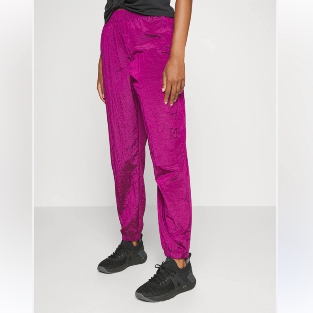 Gap fit nylon joggers fuchsia pink pull on high waisted track pants XS petite